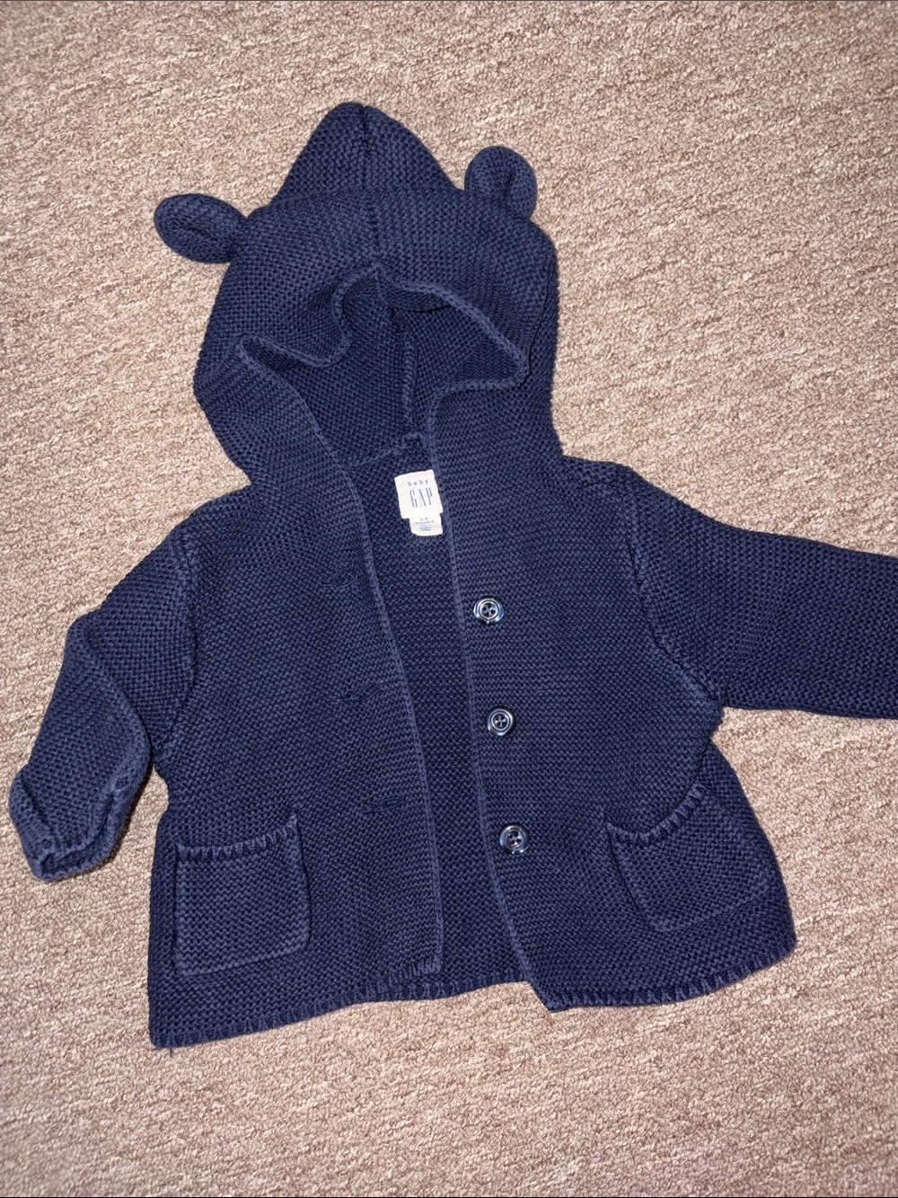 GAP Navy Knit Hooded Jacket with Ears